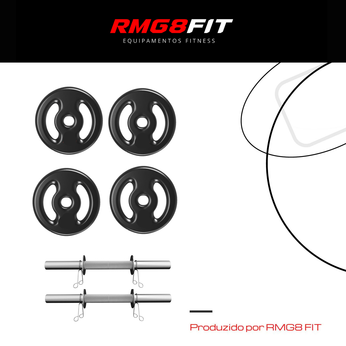 Kit 2 Barras Modeladoras 40cm + 4 Anilhas